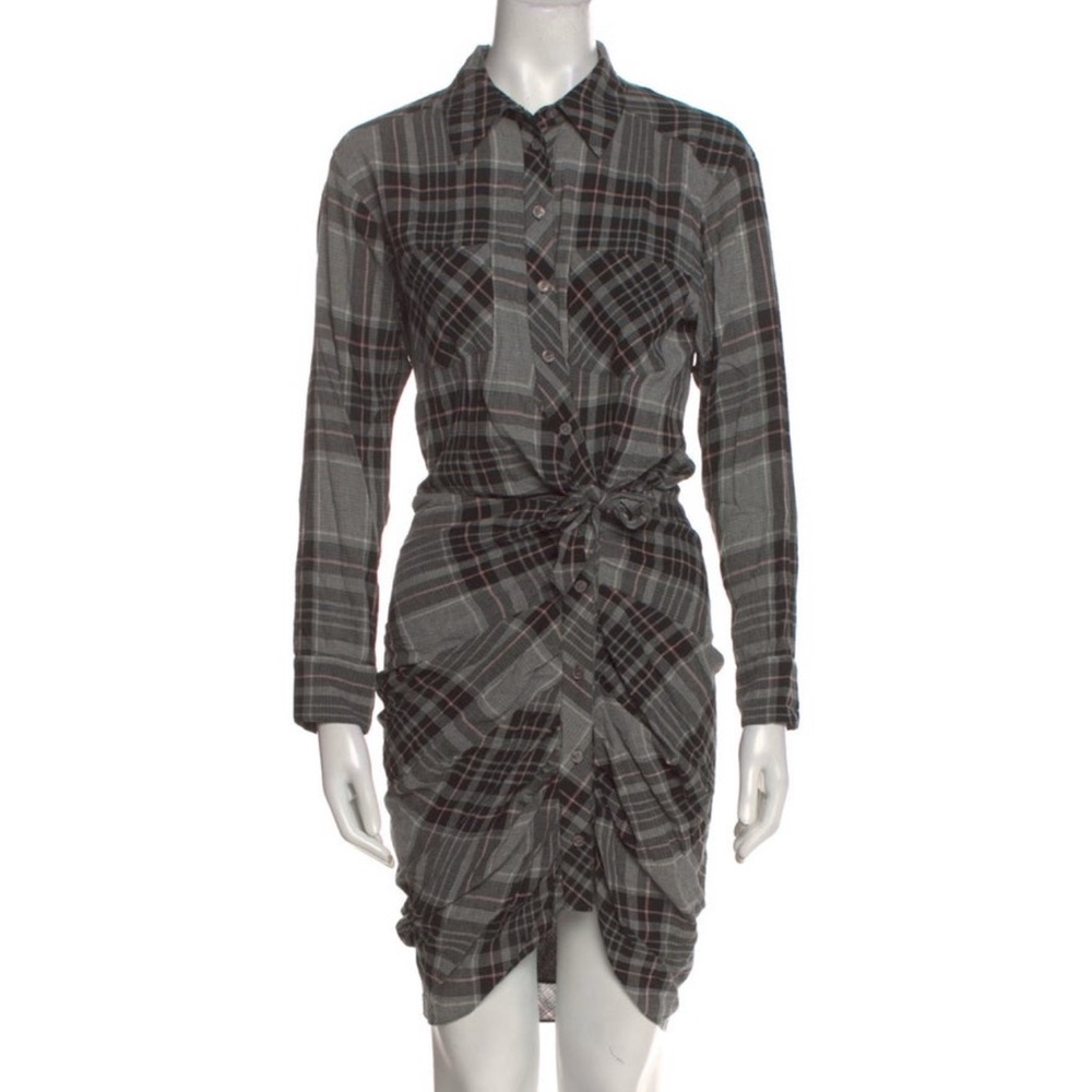 Veronica Beard Black and Gray Asymmetrical Dress button down with tie, sz 2